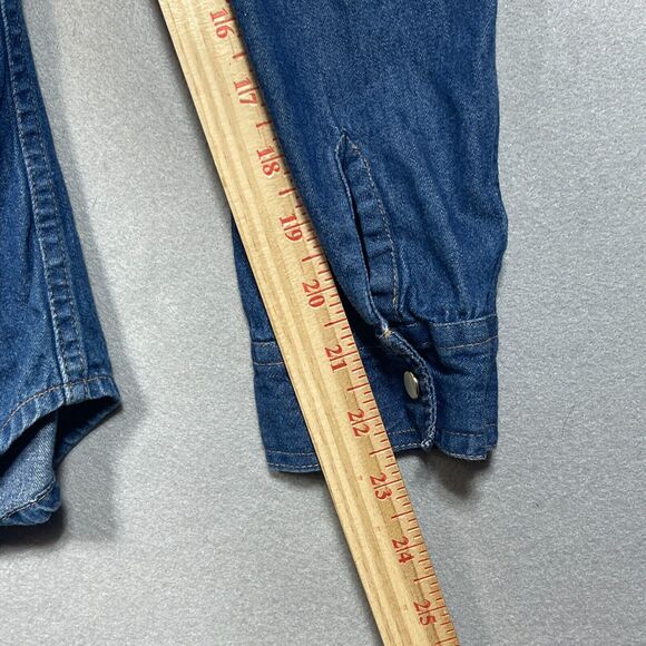 Rosettes Western Denim Shirt Women Large Snap Front  Embroidered America USA - Picture 10 of 12